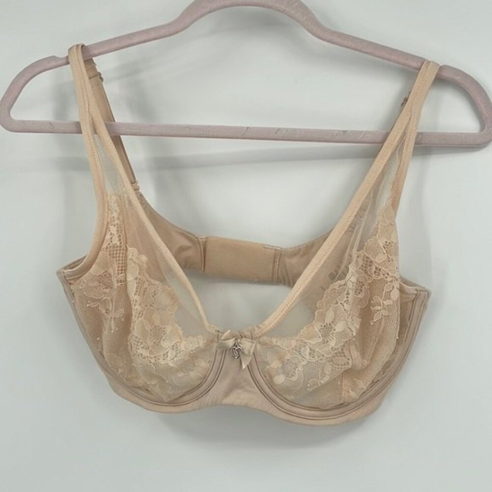 Victoria Secret 32 DDD Demi Buste Nude Lace Bra